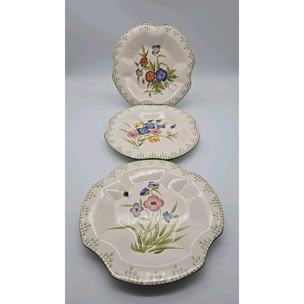 VTG HOMCO Floral Garden Spring or Summer Pattern  Set of 3 Food Safe Plates 2003